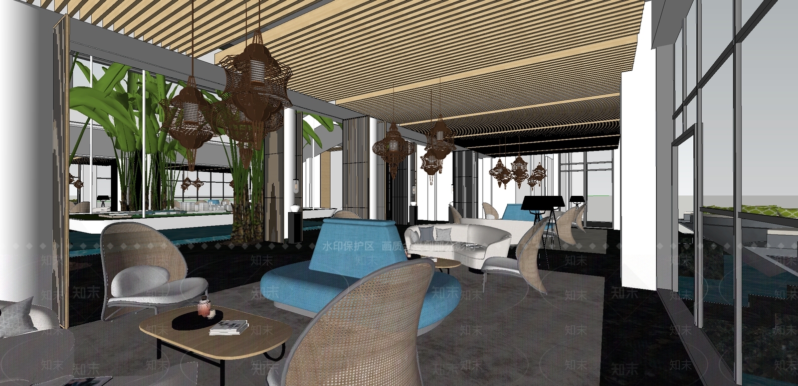 现代售楼部沙盘展示区SU模型下载【ID:1156365517】