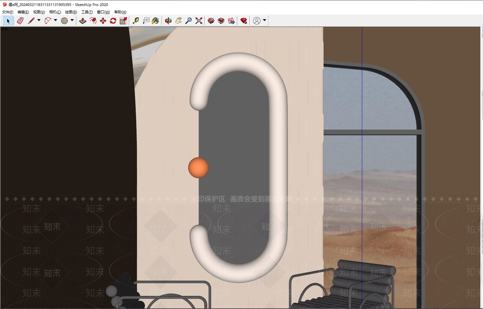 现代奶油风装饰镜SU模型下载【ID:1156357182】