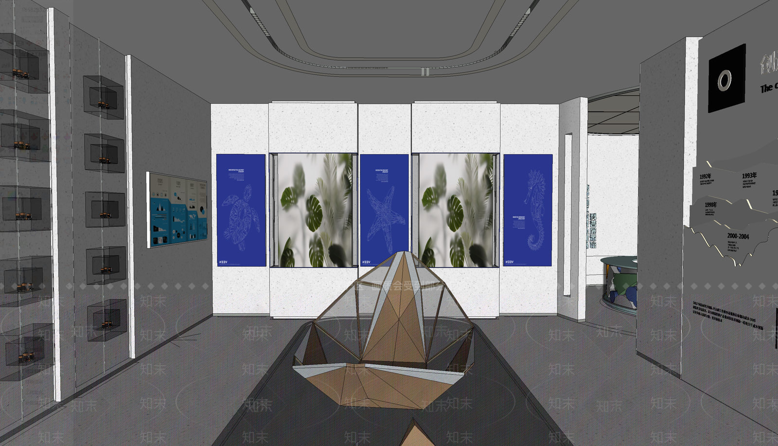 现代垃圾分类回收展厅SU模型下载【ID:1156359197】