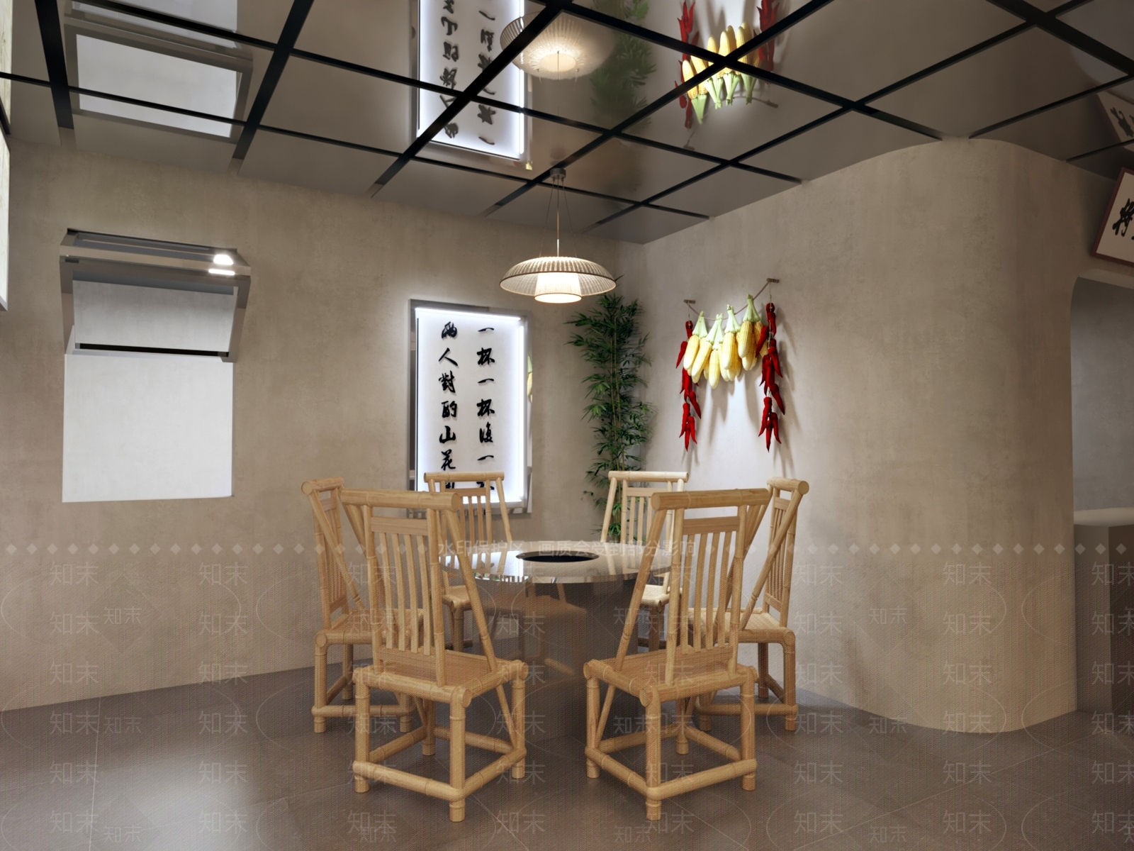 新中式国风火锅店3D模型下载【ID:1156365283】