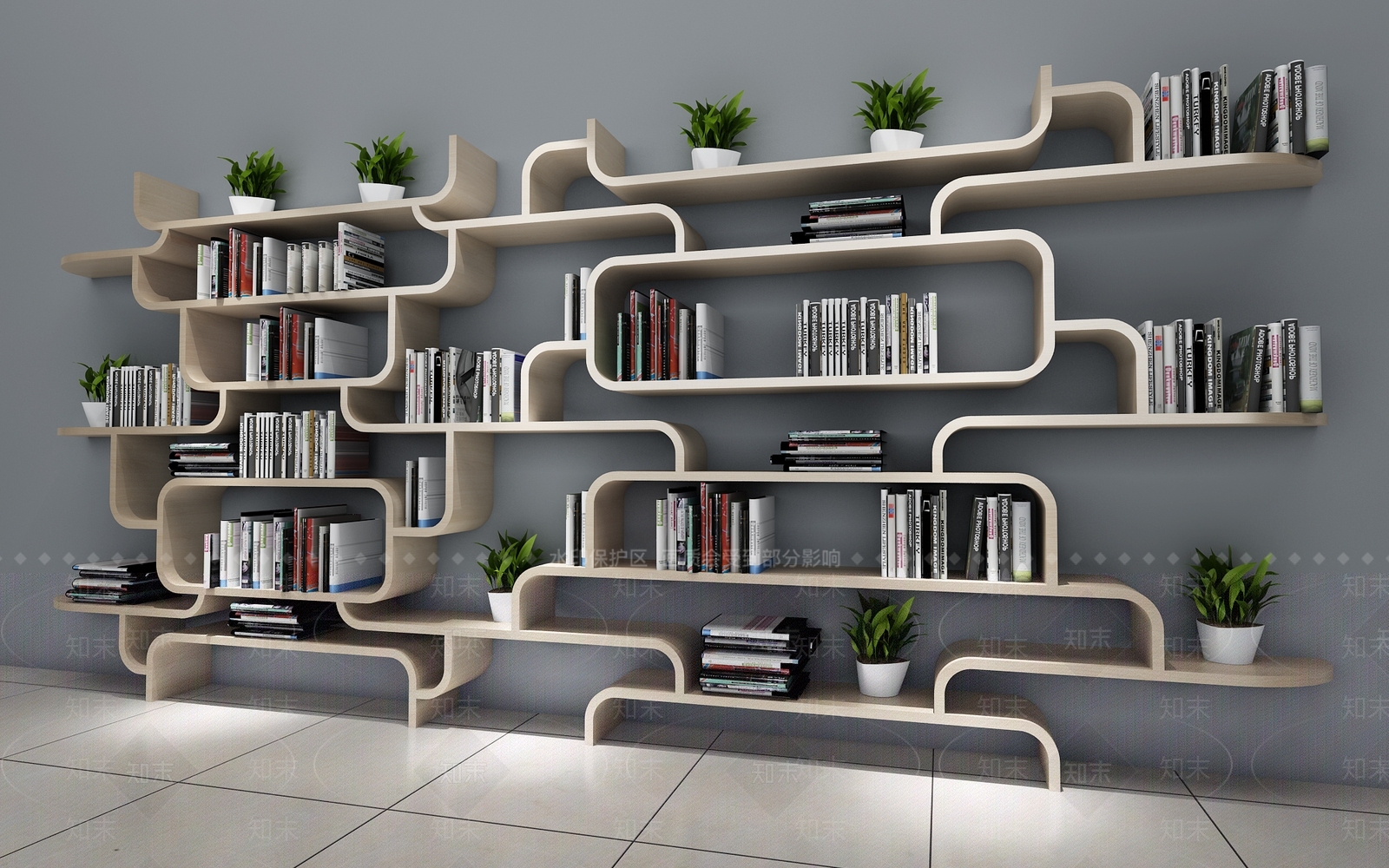 现代书架3D模型下载【ID:1156360516】
