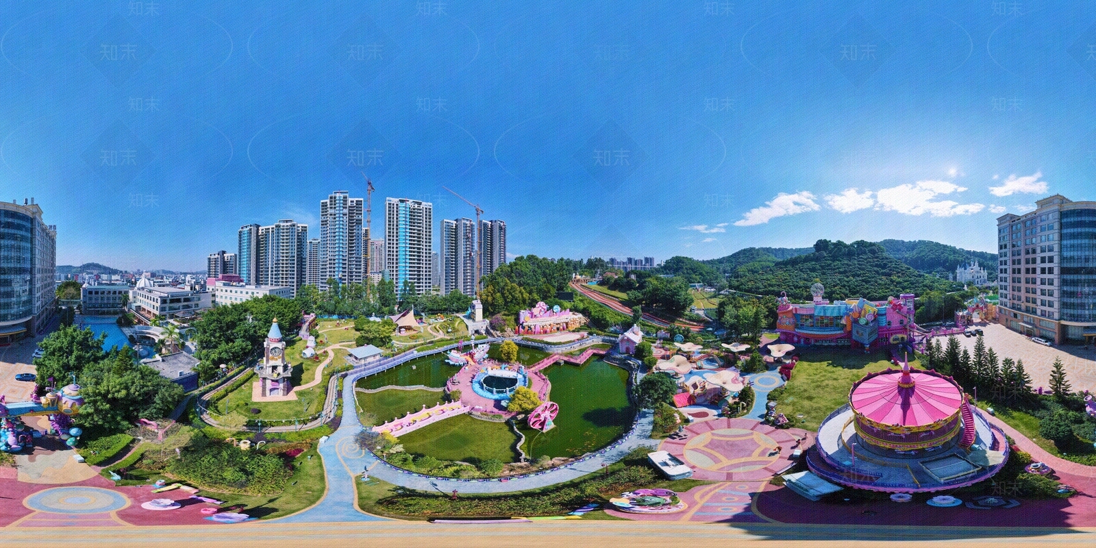 HDR城市小区社区广场全景贴图下载【ID:1156361213】