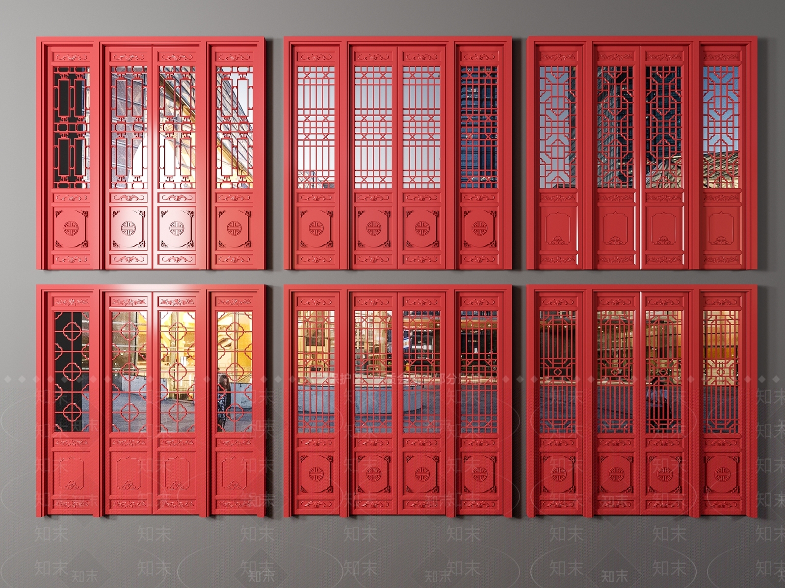 中式推拉门3D模型下载【ID:1156361131】