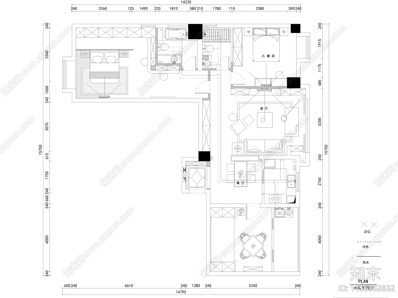 现代家装样板间cad施工图下载【ID:1156362832】