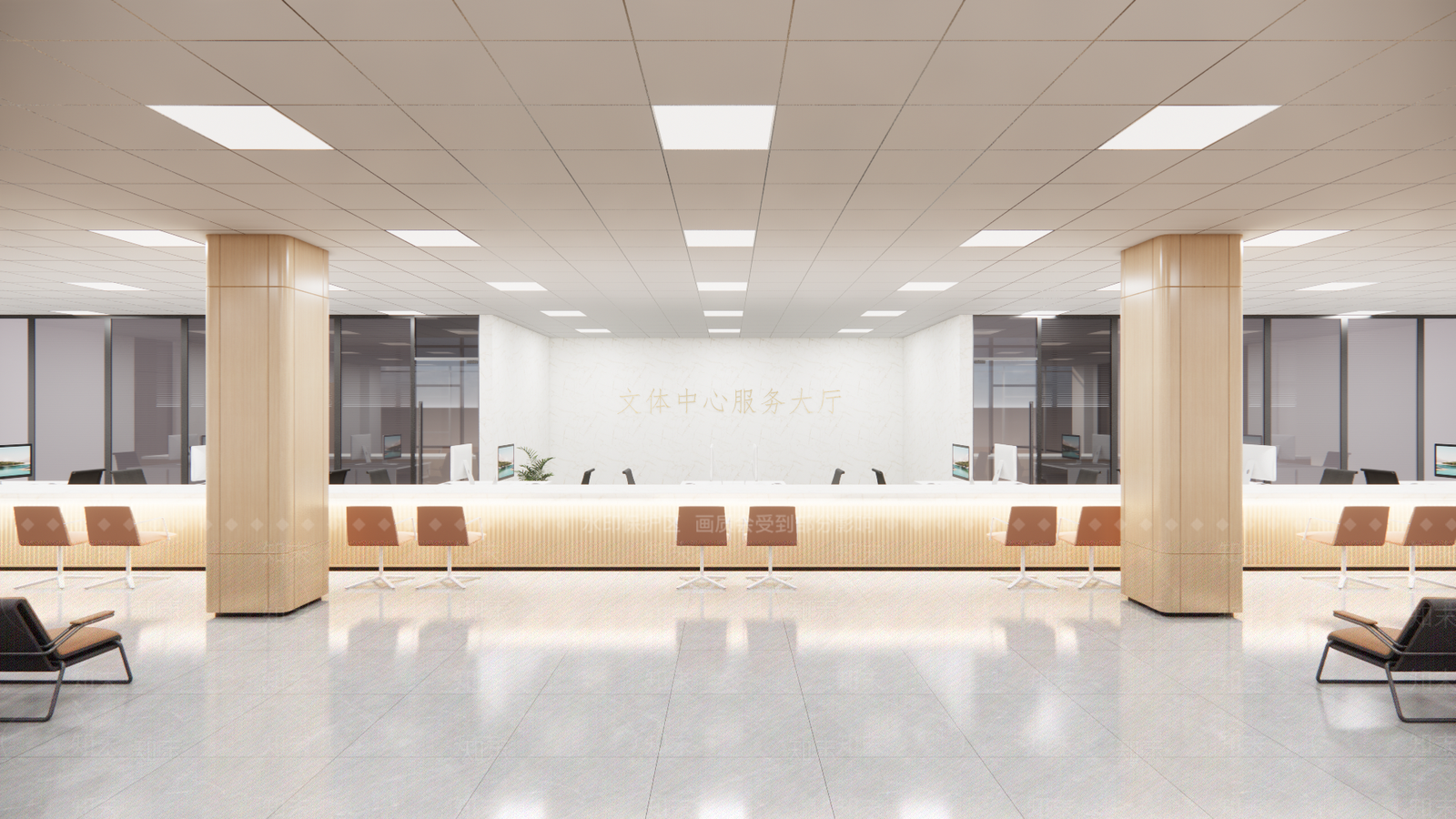 现代办事大厅SU模型下载【ID:1156363910】