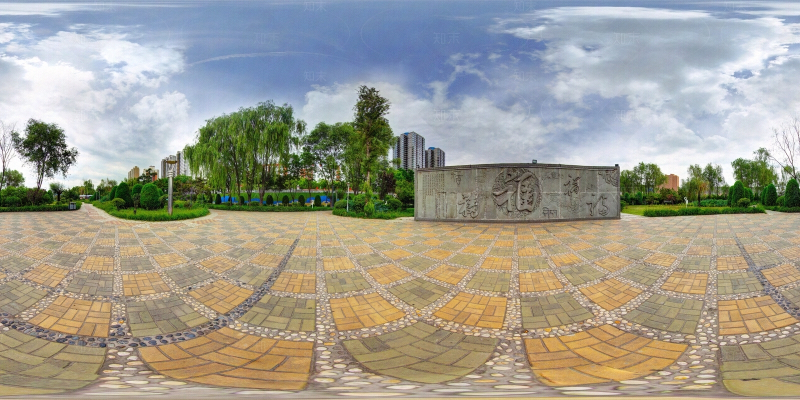 HDR城市小区社区广场全景贴图下载【ID:1156364195】
