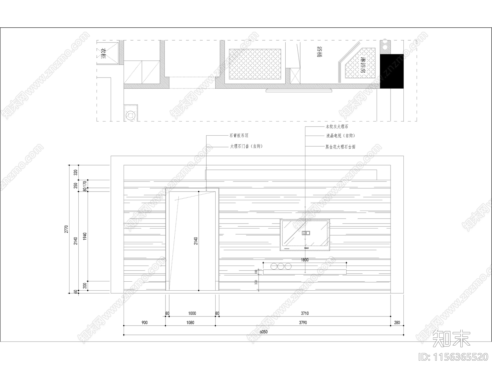 现代家装样板间cad施工图下载【ID:1156365520】