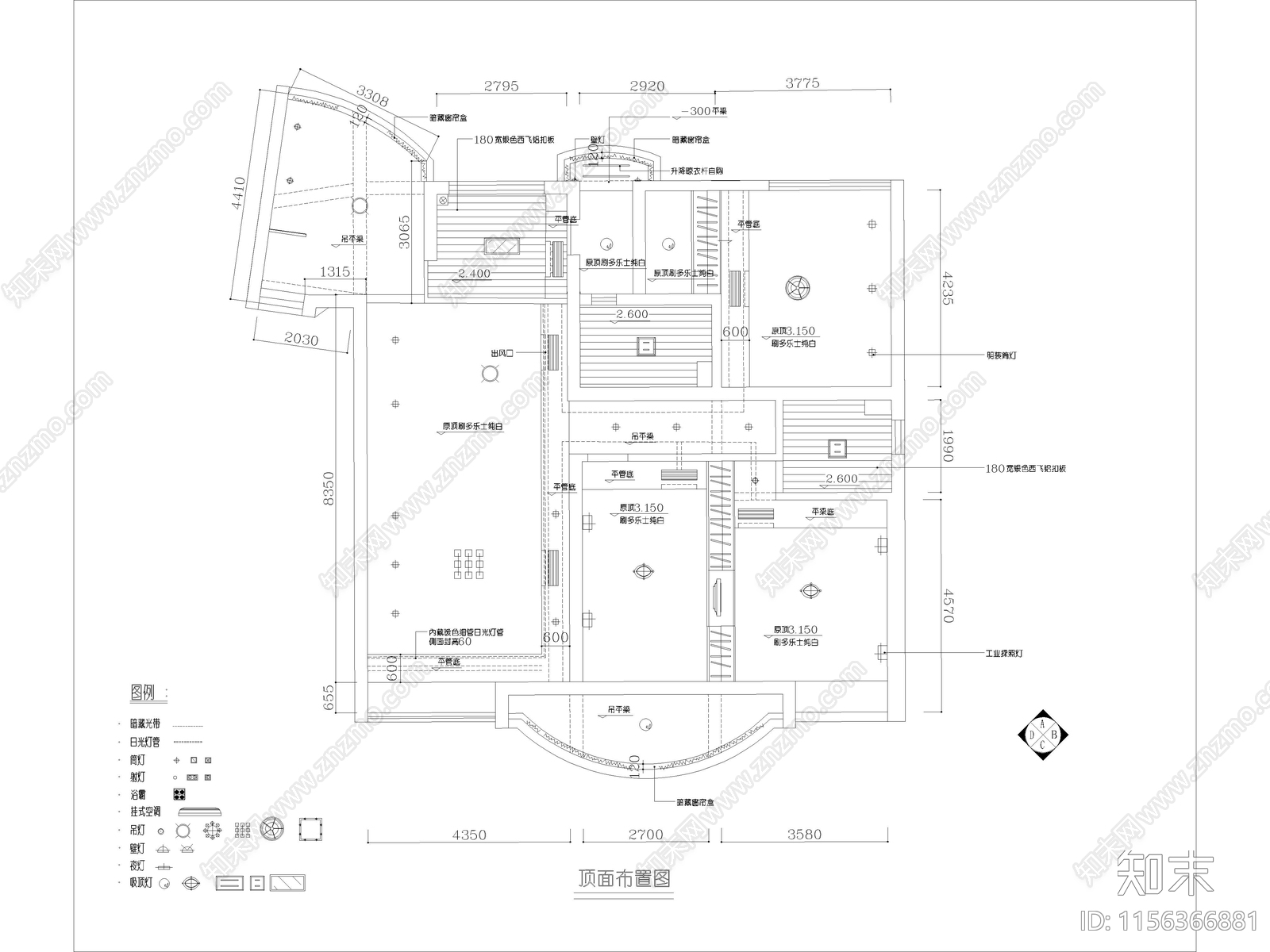 现代家装大平层样板间cad施工图下载【ID:1156366881】