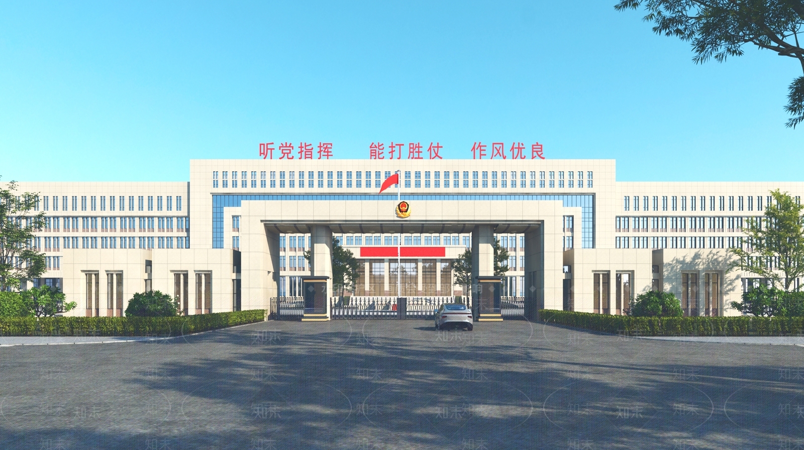 现代武警大门入口3D模型下载【ID:1156367259】