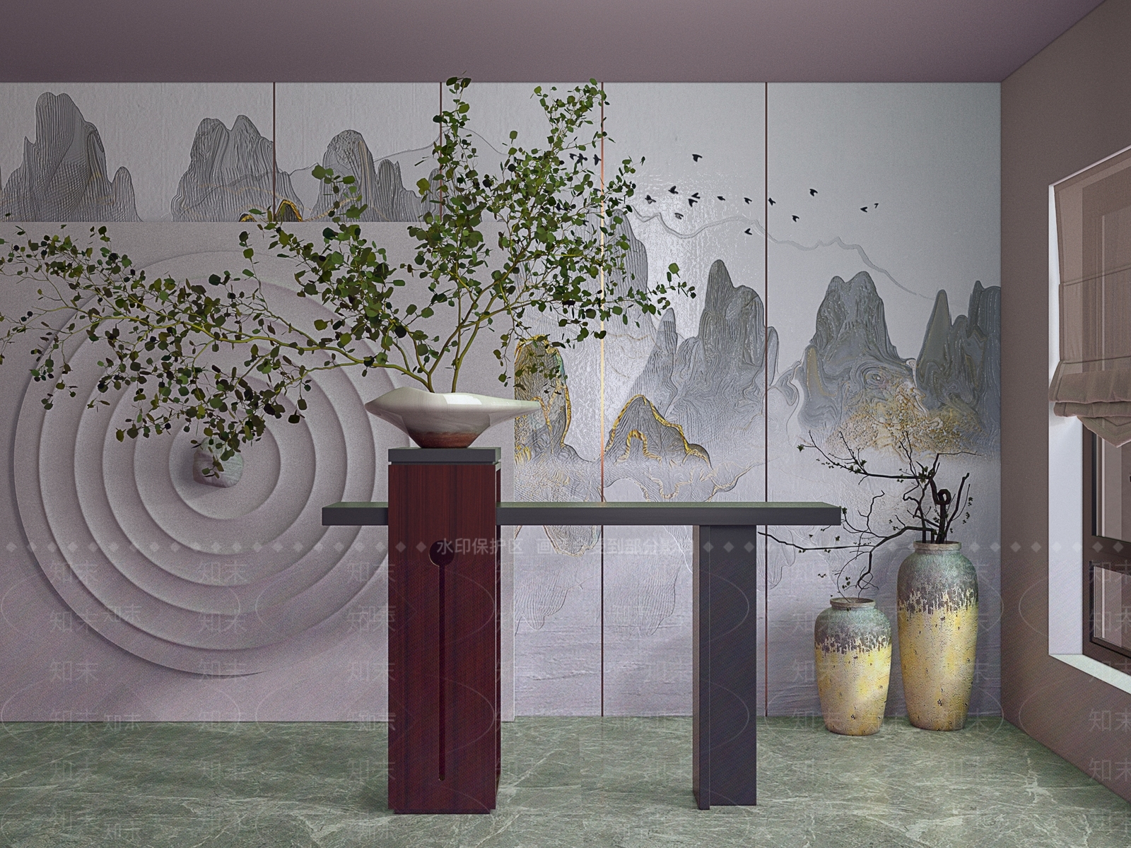 新中式条案3D模型下载【ID:1156367626】
