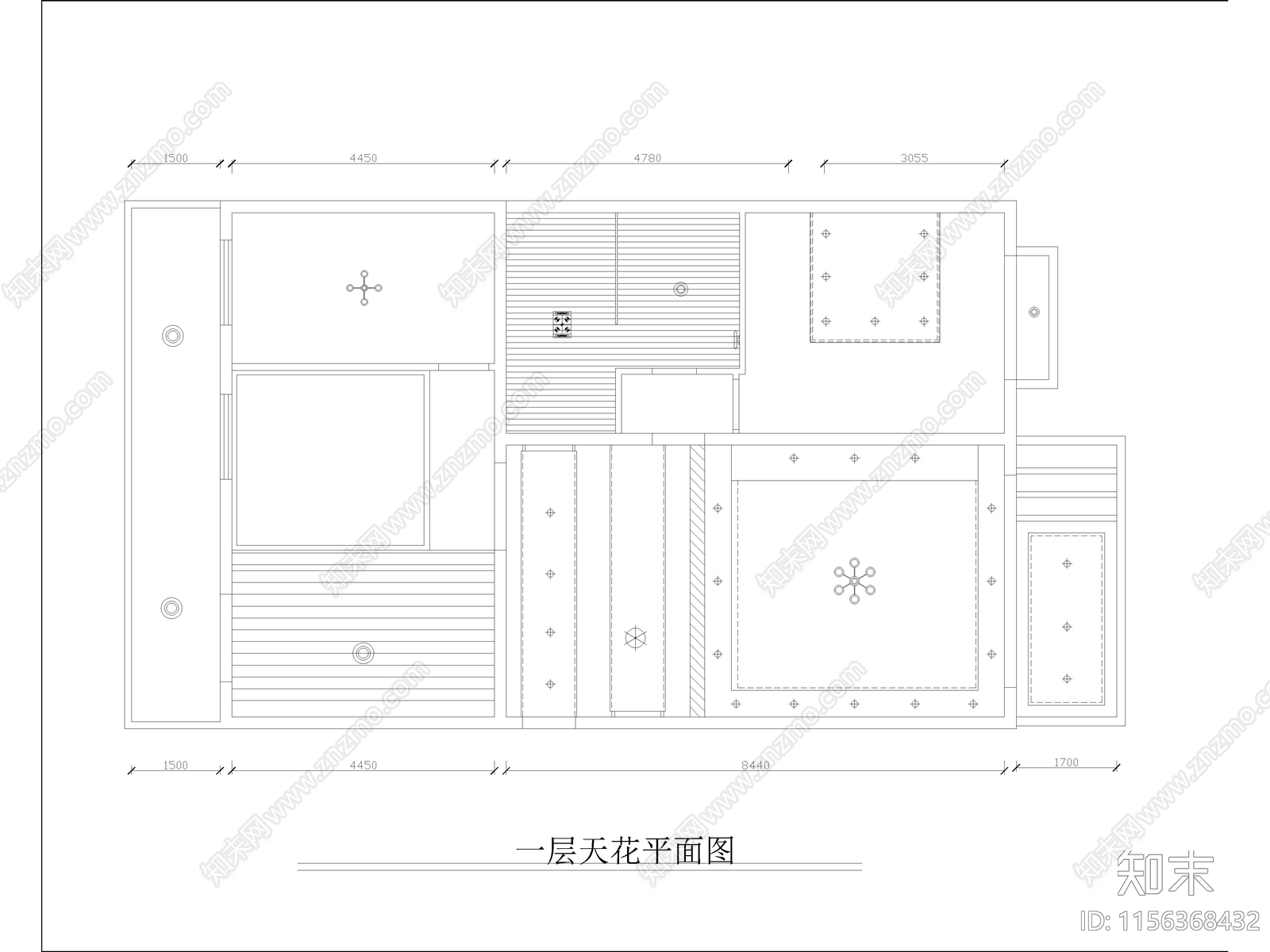 现代家装平层样板间cad施工图下载【ID:1156368432】