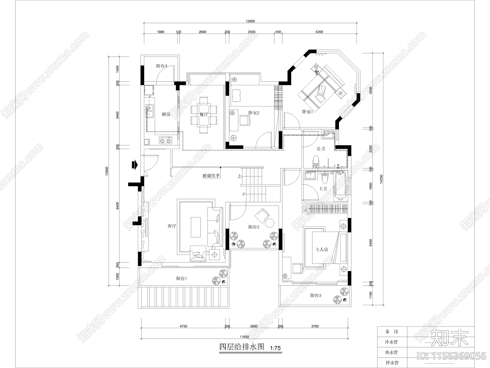 现代家装别墅大宅样板间cad施工图下载【ID:1156369056】