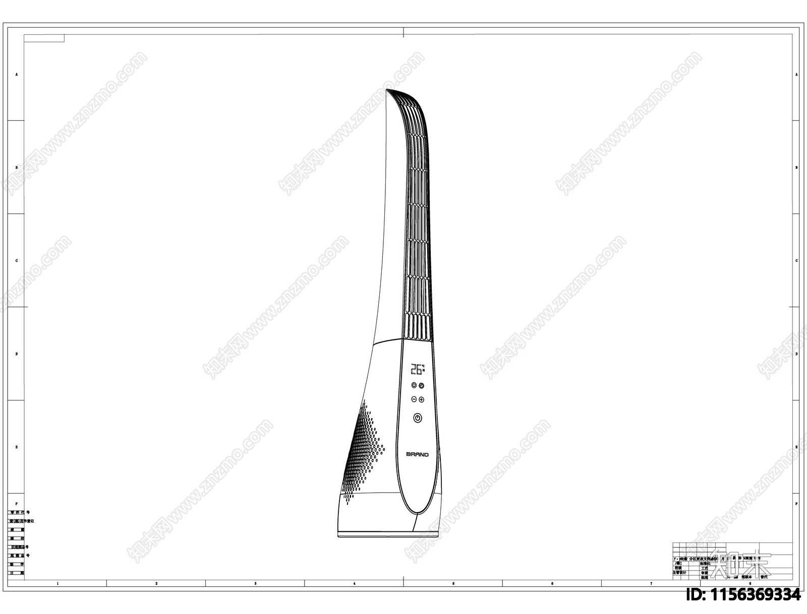塔扇风扇线稿图设计cad施工图下载【ID:1156369334】