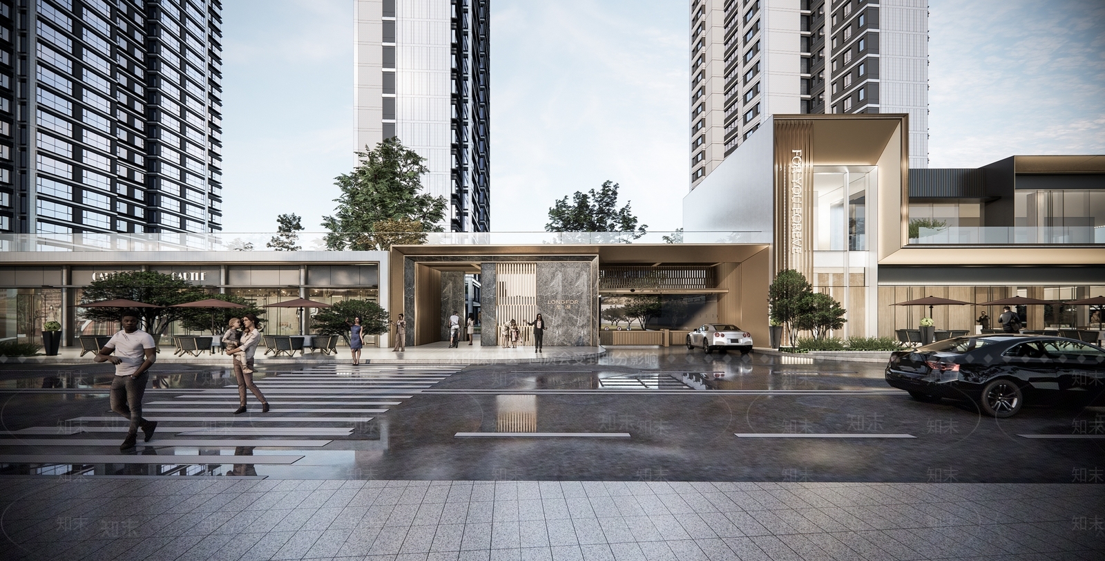 龙湖现代风格边框斜切社区大门SU模型下载【ID:1156369263】