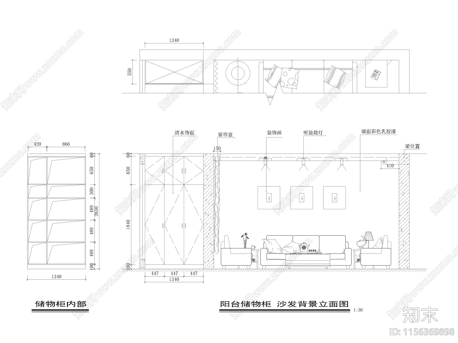 现代家装平层样板间cad施工图下载【ID:1156369898】