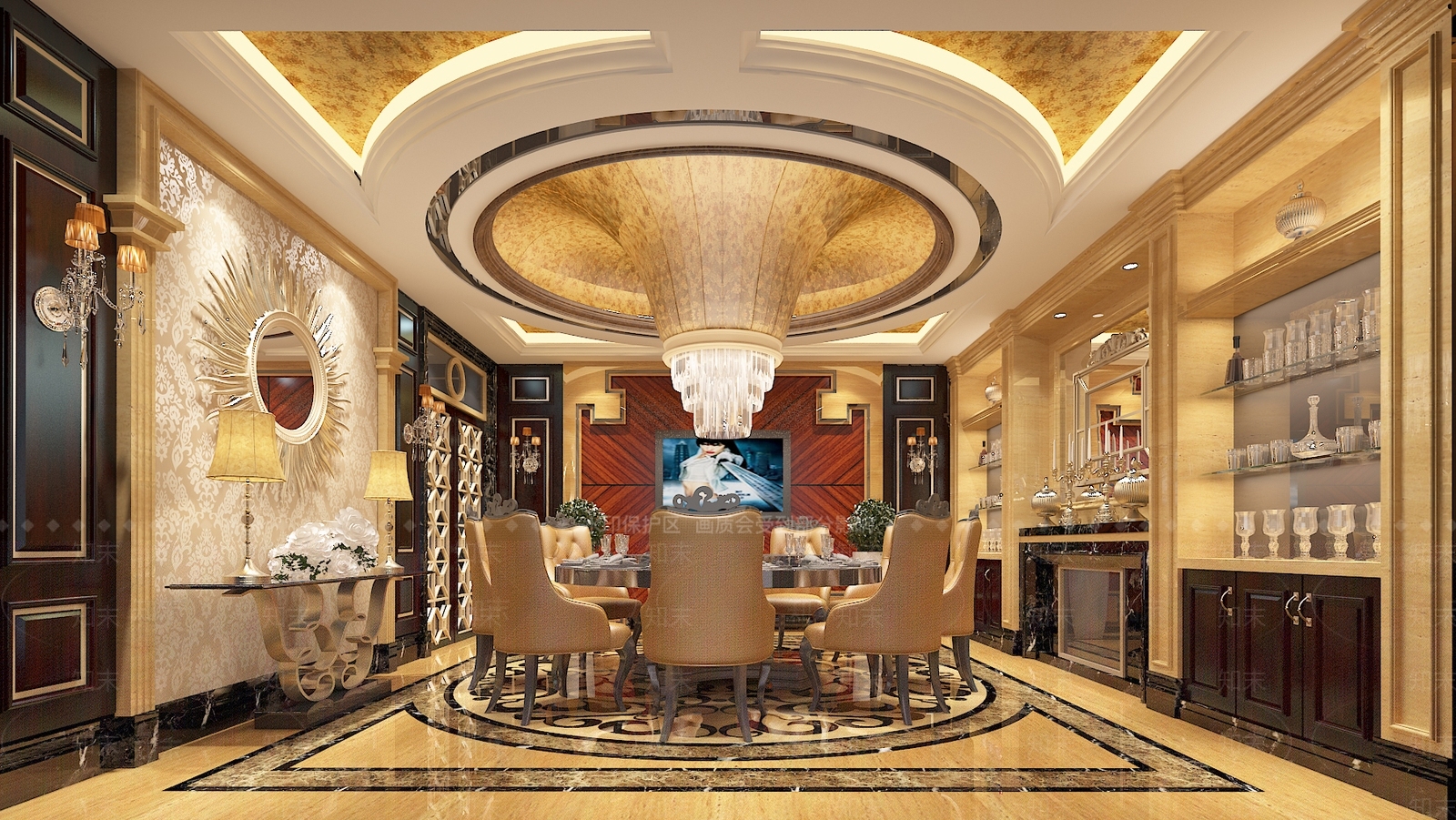 简欧酒店餐厅包间3D模型下载【ID:1156369999】