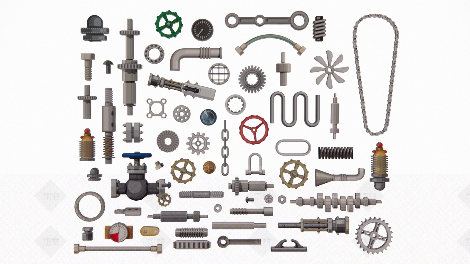 2D现代机械机器零件齿轮装置工业剪影SU模型下载【ID:1156370825】