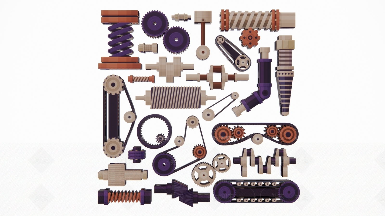 2D现代机械机器零件齿轮装置工业剪影SU模型下载【ID:1156370818】