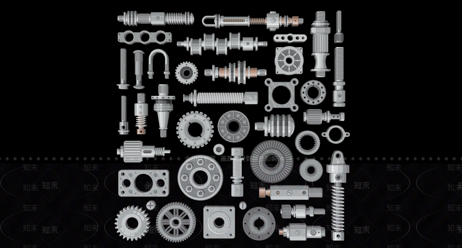 2D现代机械机器零件齿轮装置工业剪影SU模型下载【ID:1156370933】