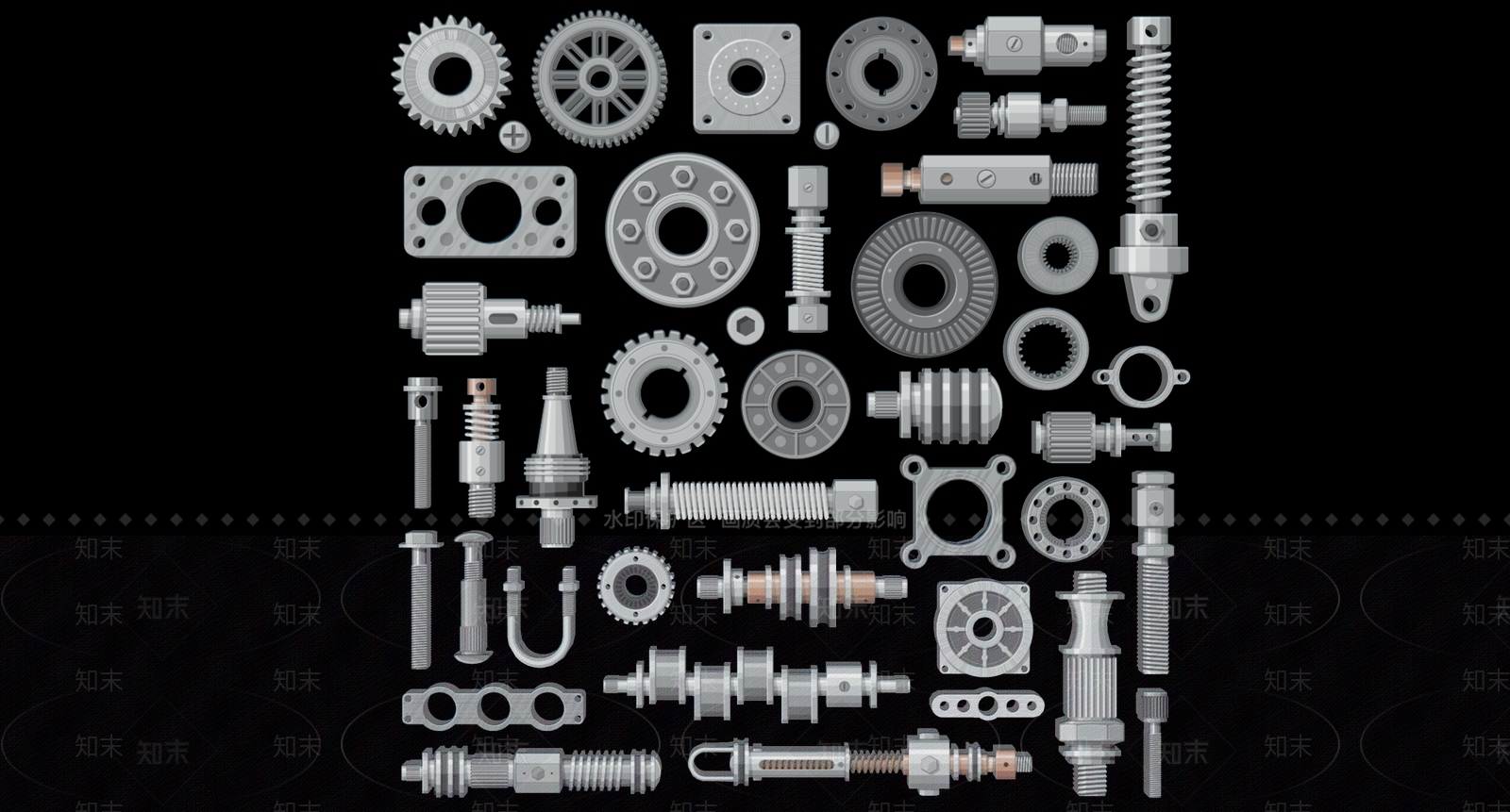 2D现代机械机器零件齿轮装置工业剪影SU模型下载【ID:1156371015】