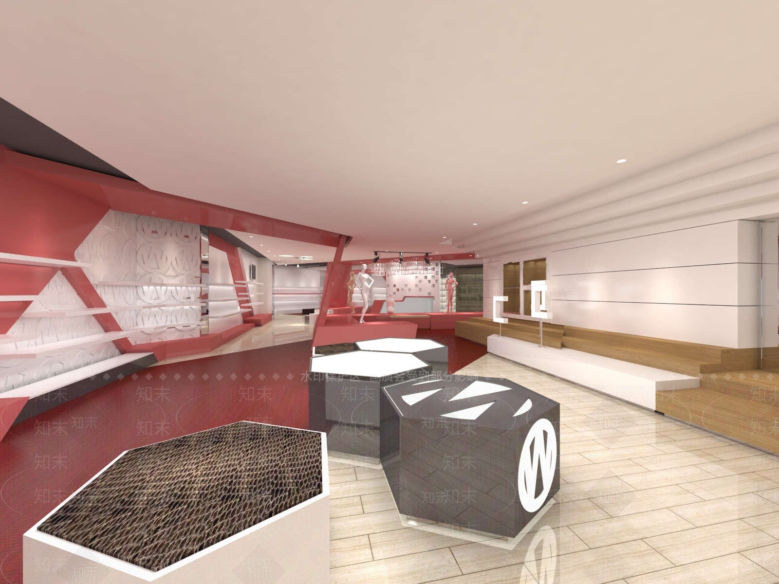 现代服装展厅3D模型下载【ID:1156371236】