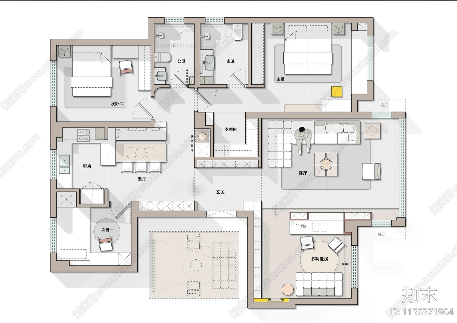 123平户型优化彩平PSD施工图下载【ID:1156371904】