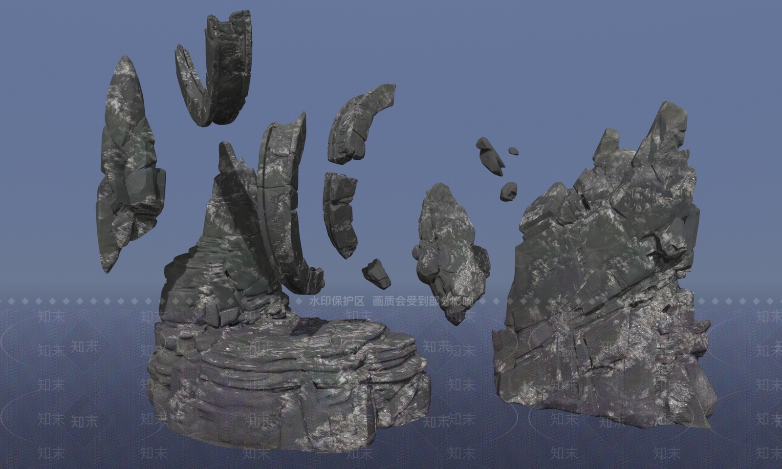 现代石头石山祭台3D模型下载【ID:1156371976】