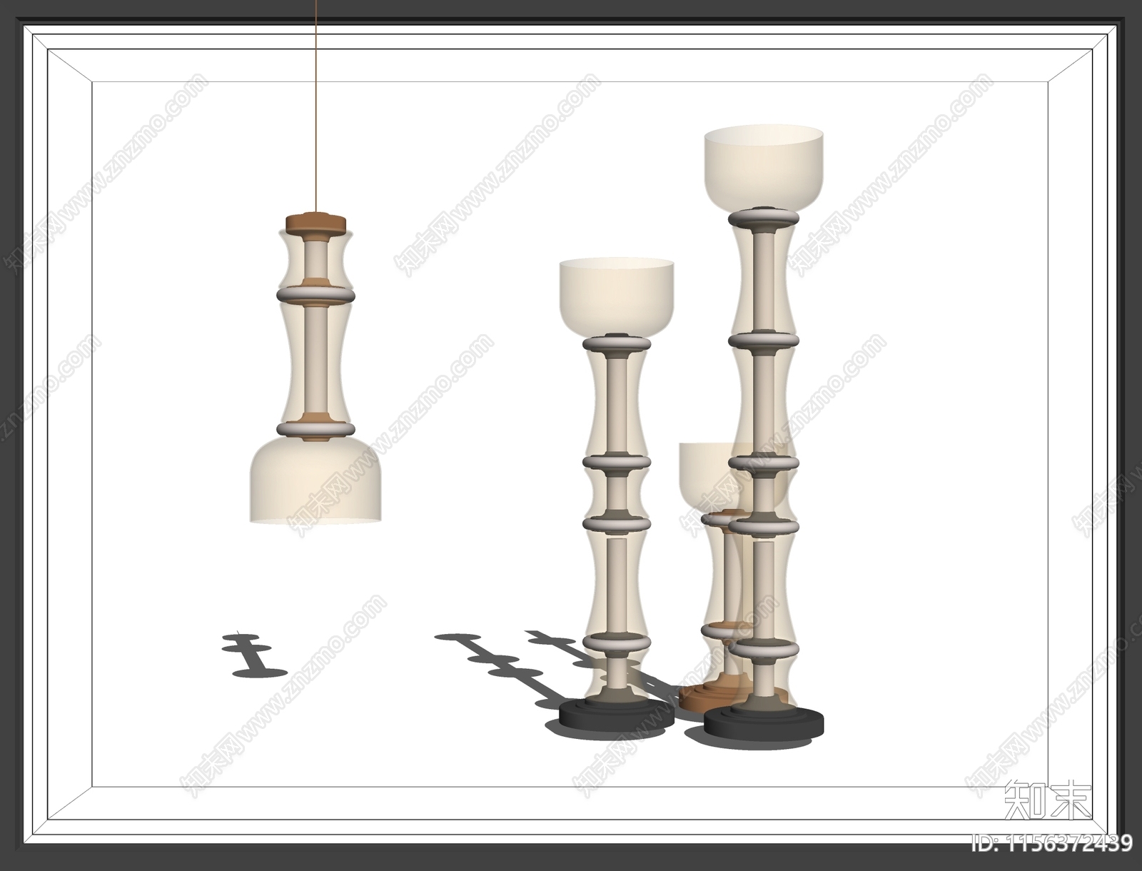 现代灯具组合SU模型下载【ID:1156372439】