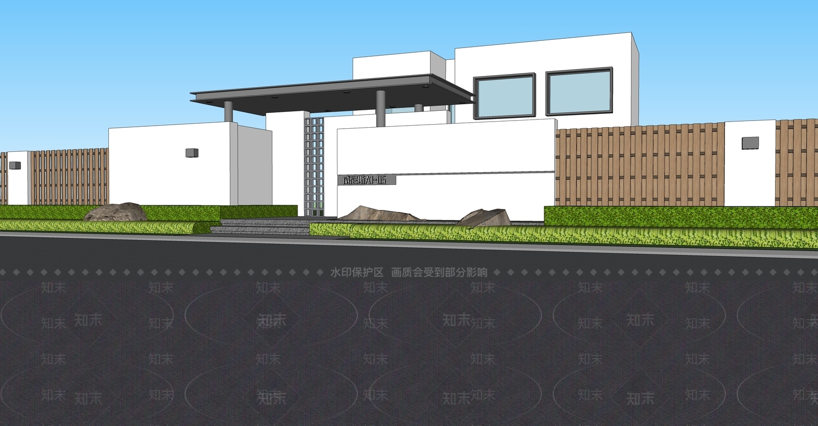 现代庭院门SU模型下载【ID:1156380136】