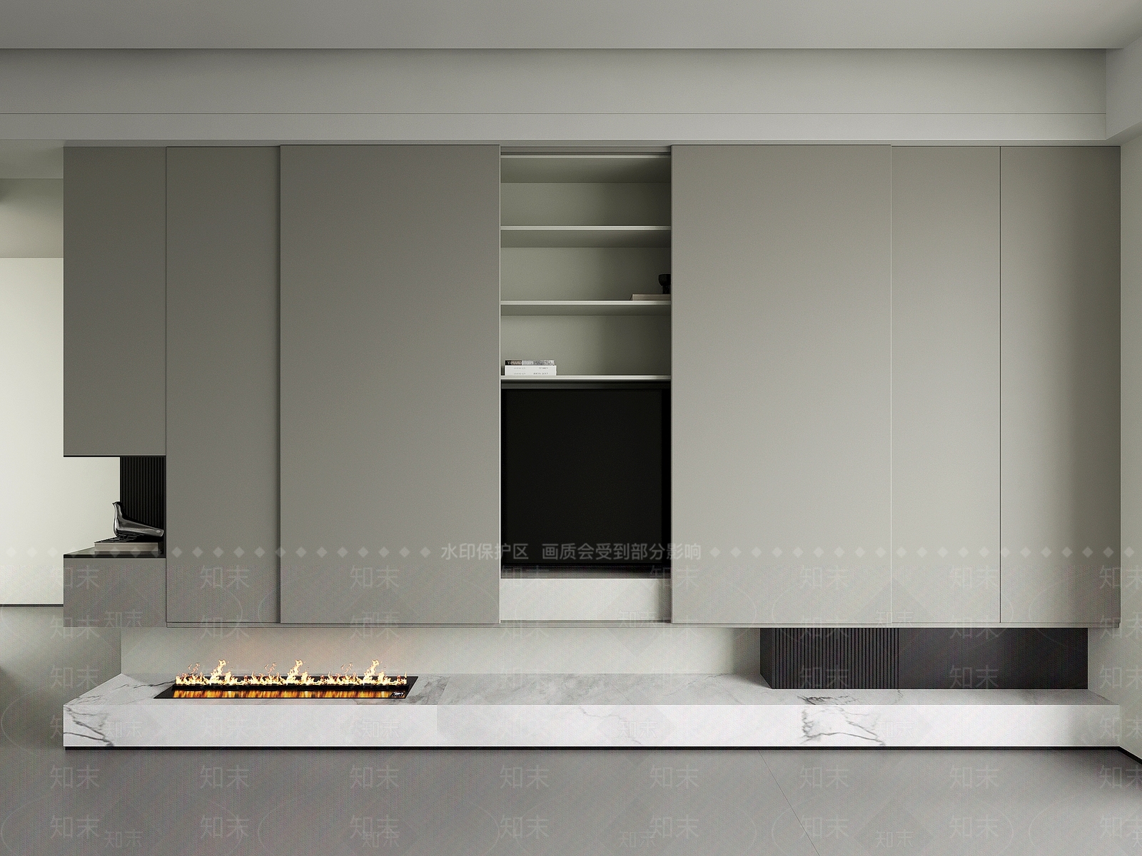 现代客厅电视背景3D模型下载【ID:1156382032】