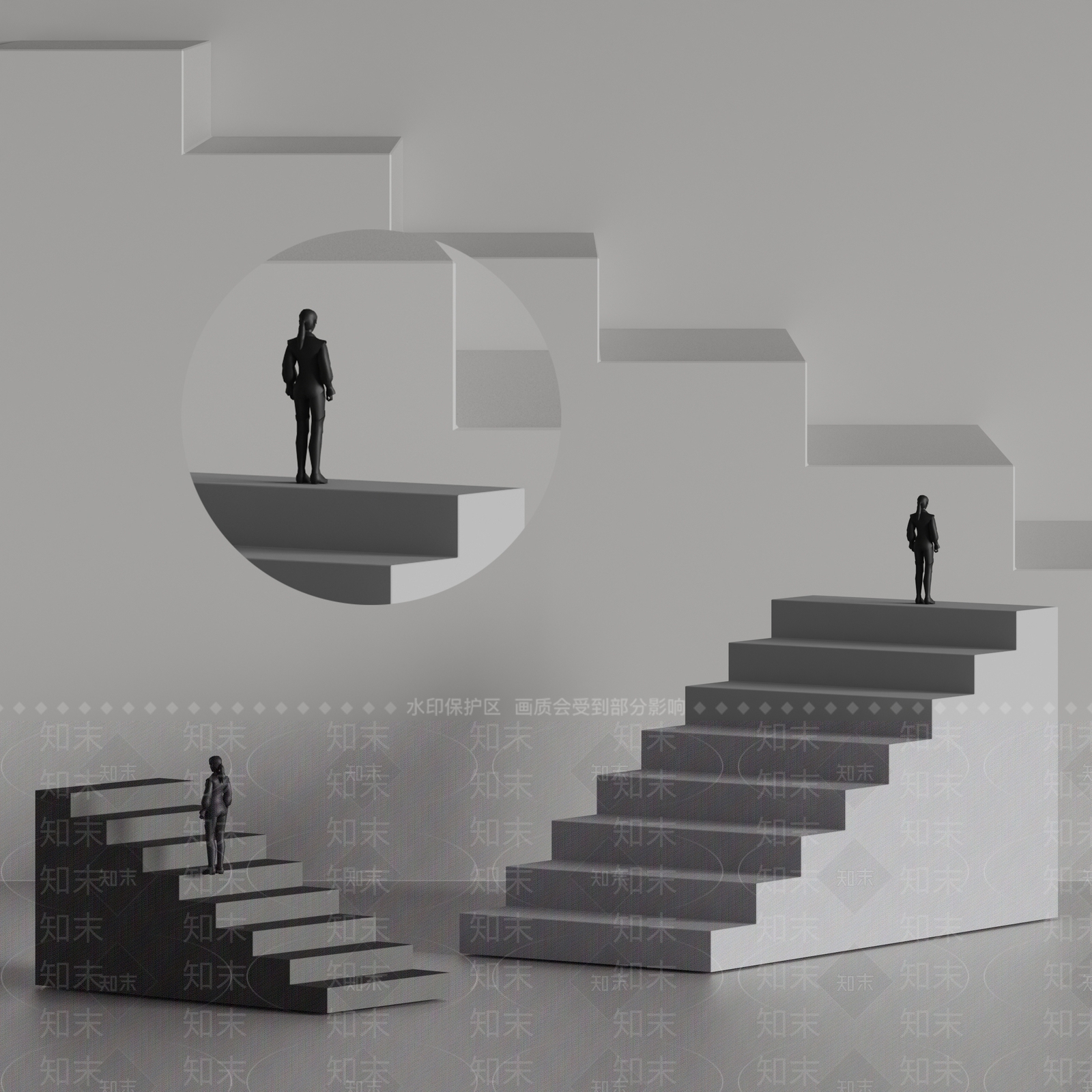 现代楼梯雕塑SU模型下载【ID:1156385021】