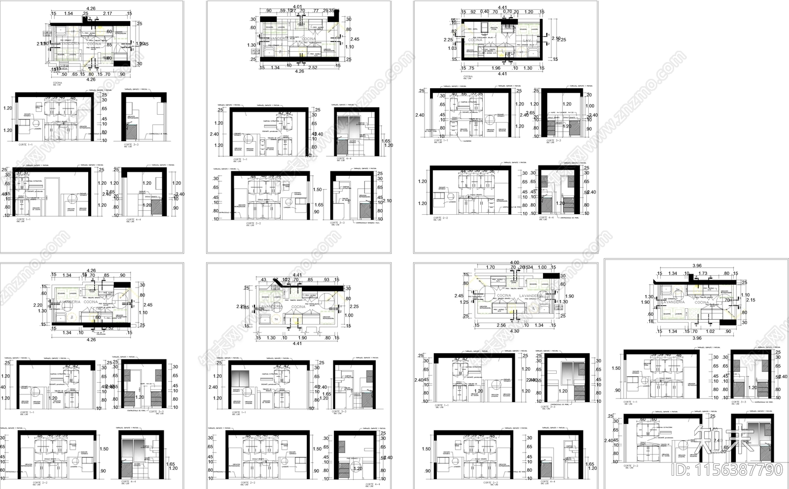 公寓橱柜CADcad施工图下载【ID:1156387790】