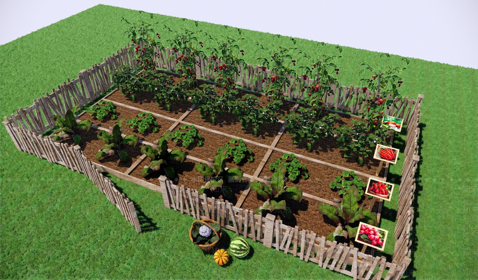 现代乡村菜地菜园SU模型下载【ID:1156389070】