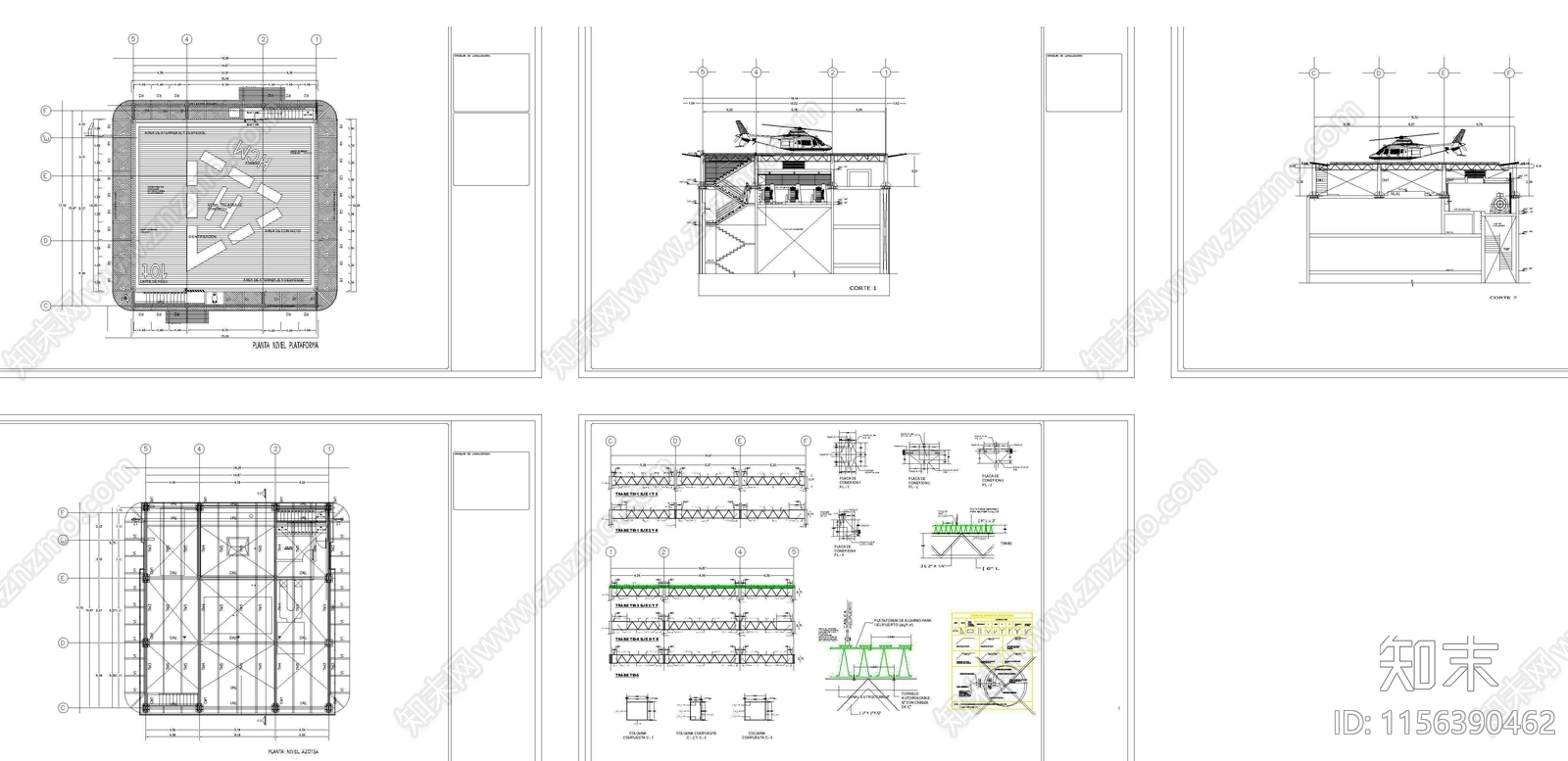 停机坪交通建筑图纸施工图下载【ID:1156390462】