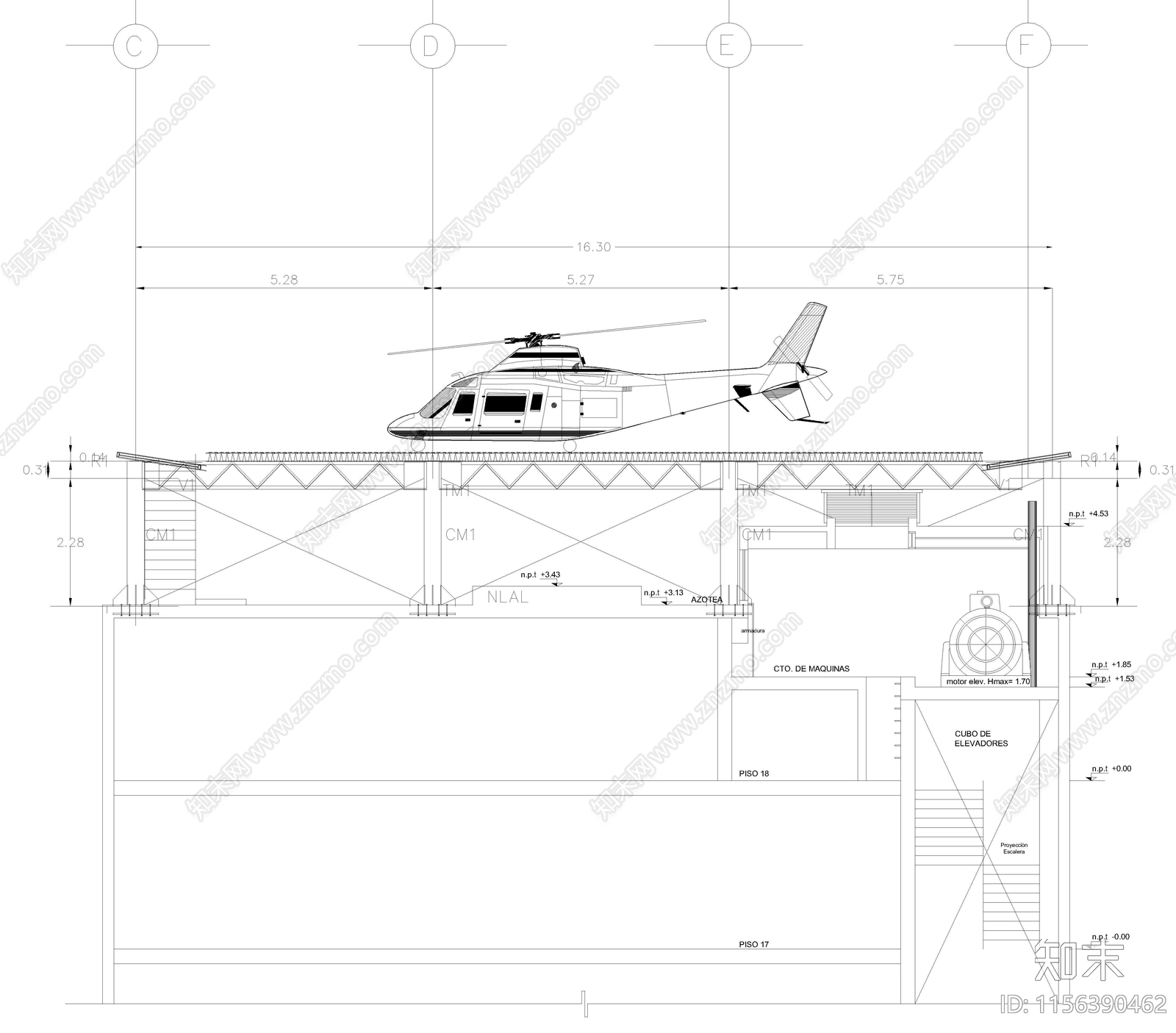 停机坪交通建筑图纸施工图下载【ID:1156390462】