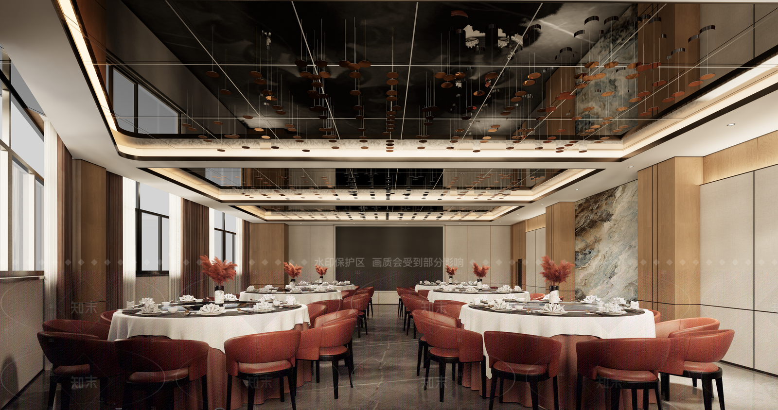 新中式宴会厅SU模型下载【ID:1156390980】