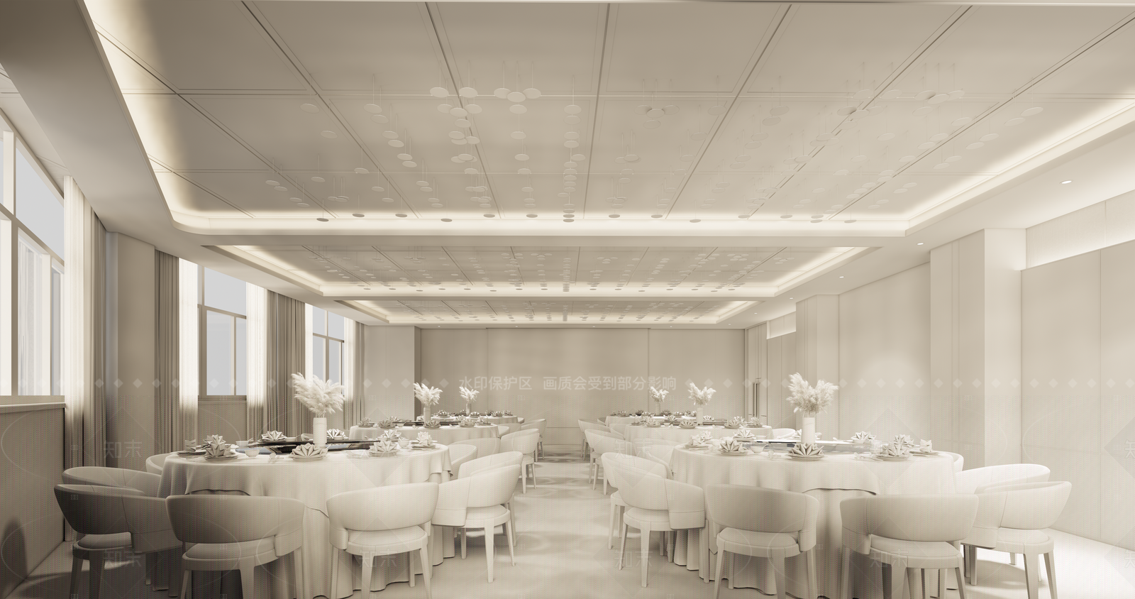 新中式宴会厅SU模型下载【ID:1156390980】