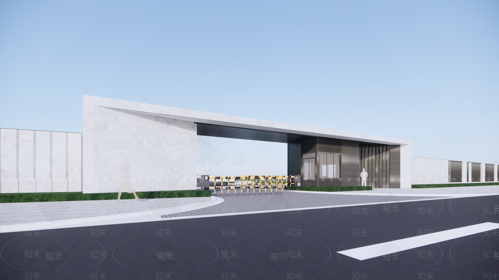 现代风格小区大门SU模型下载【ID:1156391110】