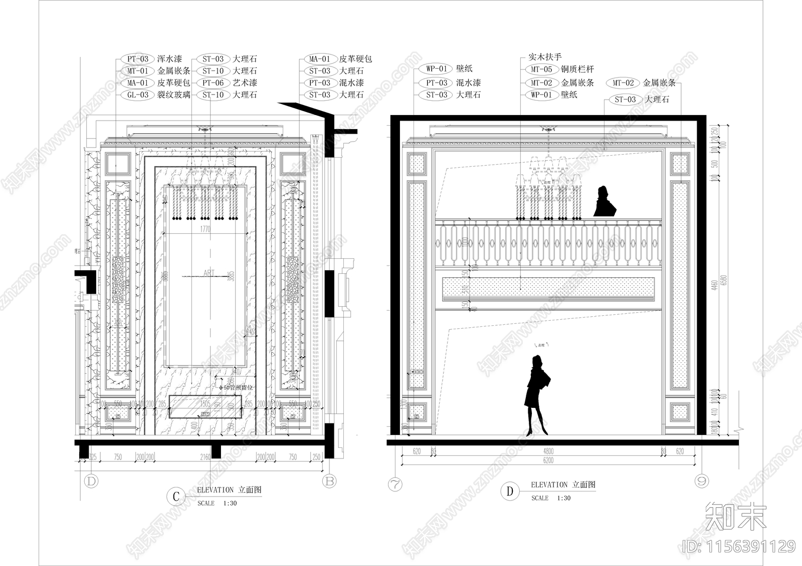 家居客厅cad施工图下载【ID:1156391129】