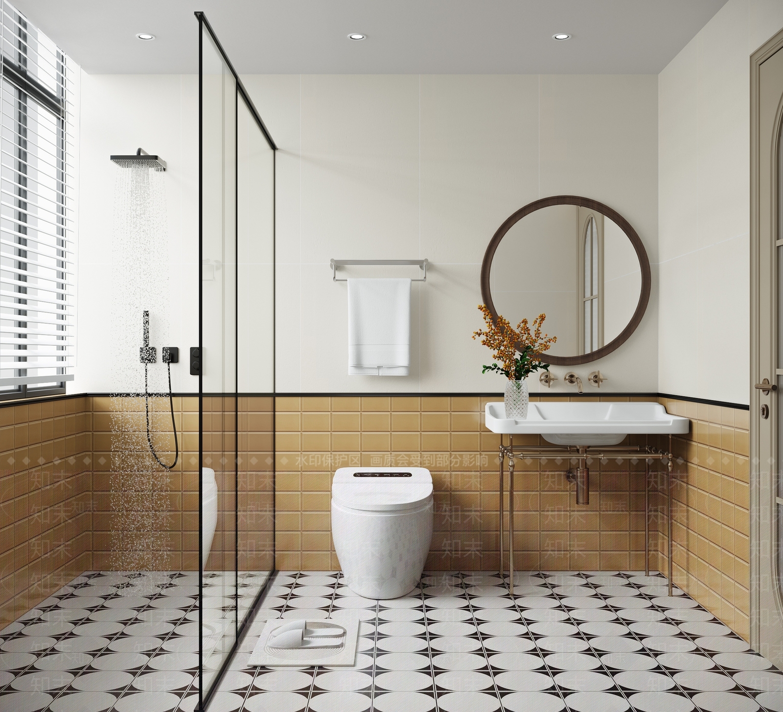 法式花砖卫生间3D模型下载【ID:1156400771】