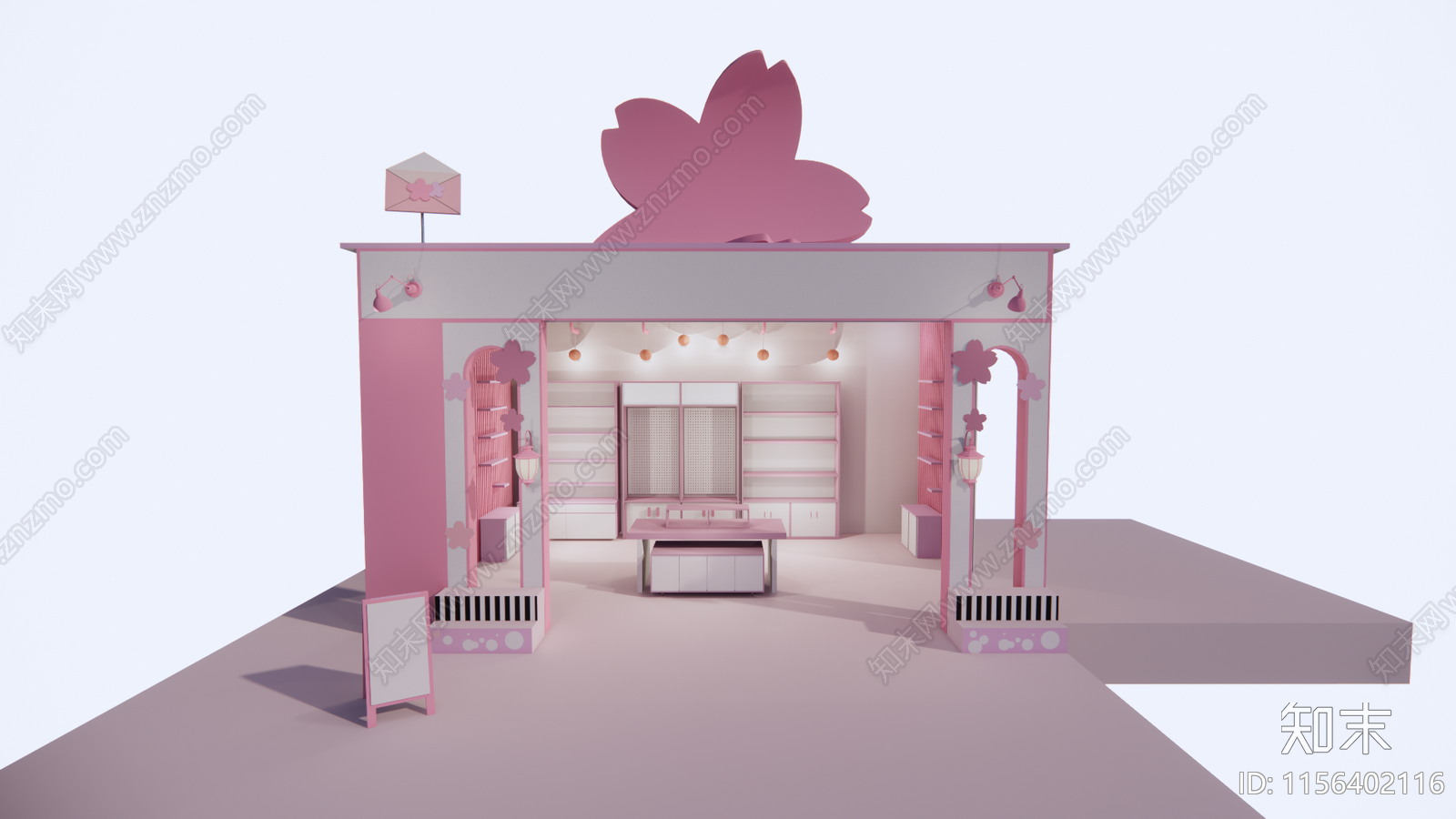 现代樱花主题邮局快闪文创店SU模型下载【ID:1156402116】