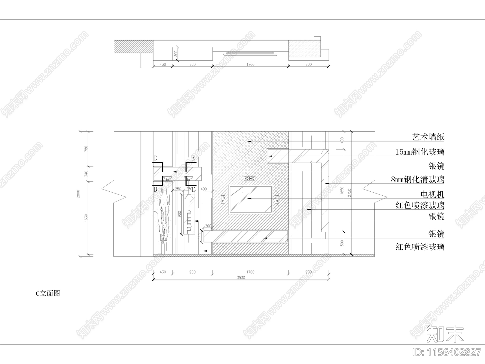 现代家装平层样板间cad施工图下载【ID:1156402827】