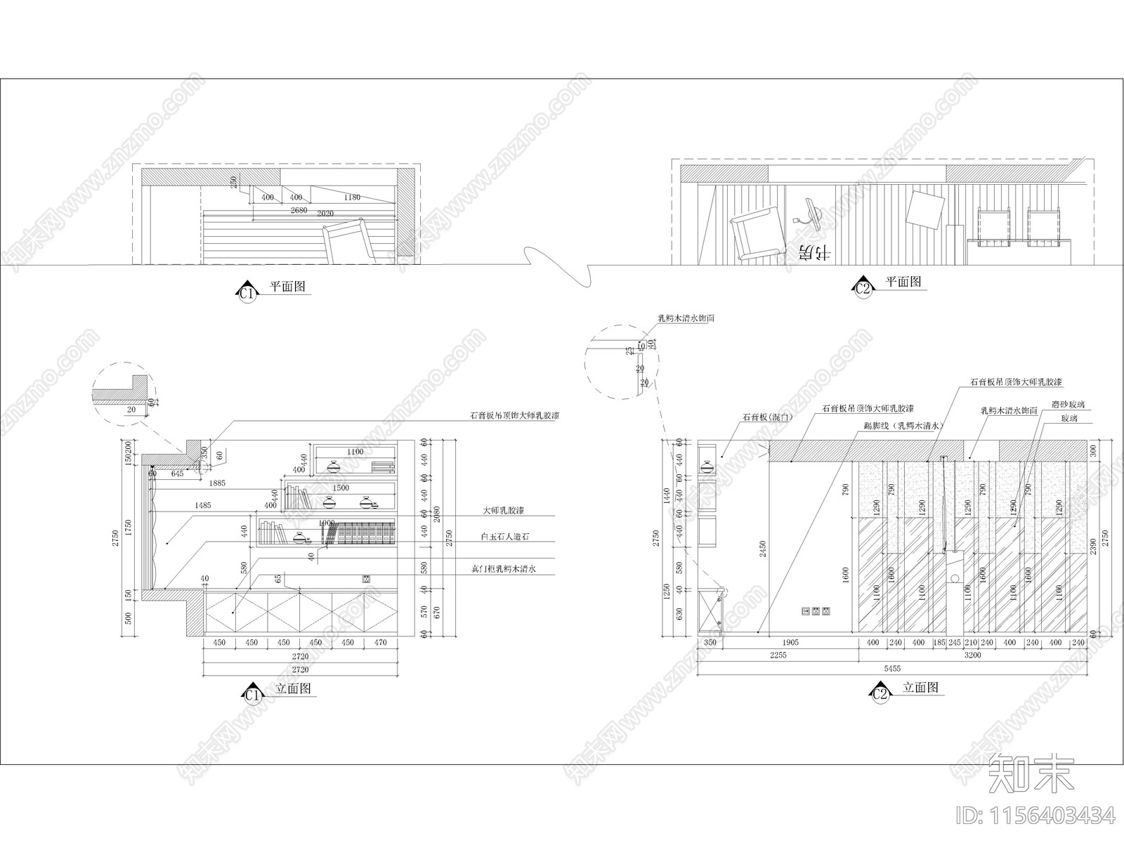 现代家装平层样板间cad施工图下载【ID:1156403434】