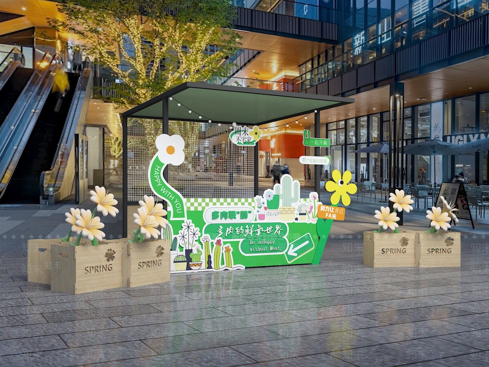 现代集市摊位SU模型下载【ID:1156404200】