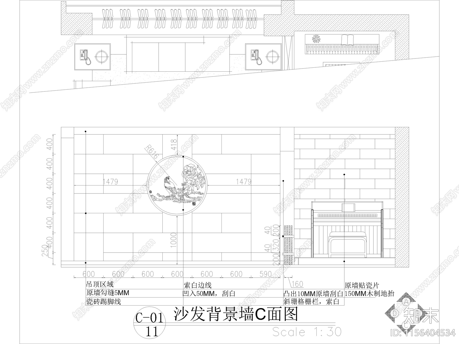 现代家装平层样板间cad施工图下载【ID:1156404534】