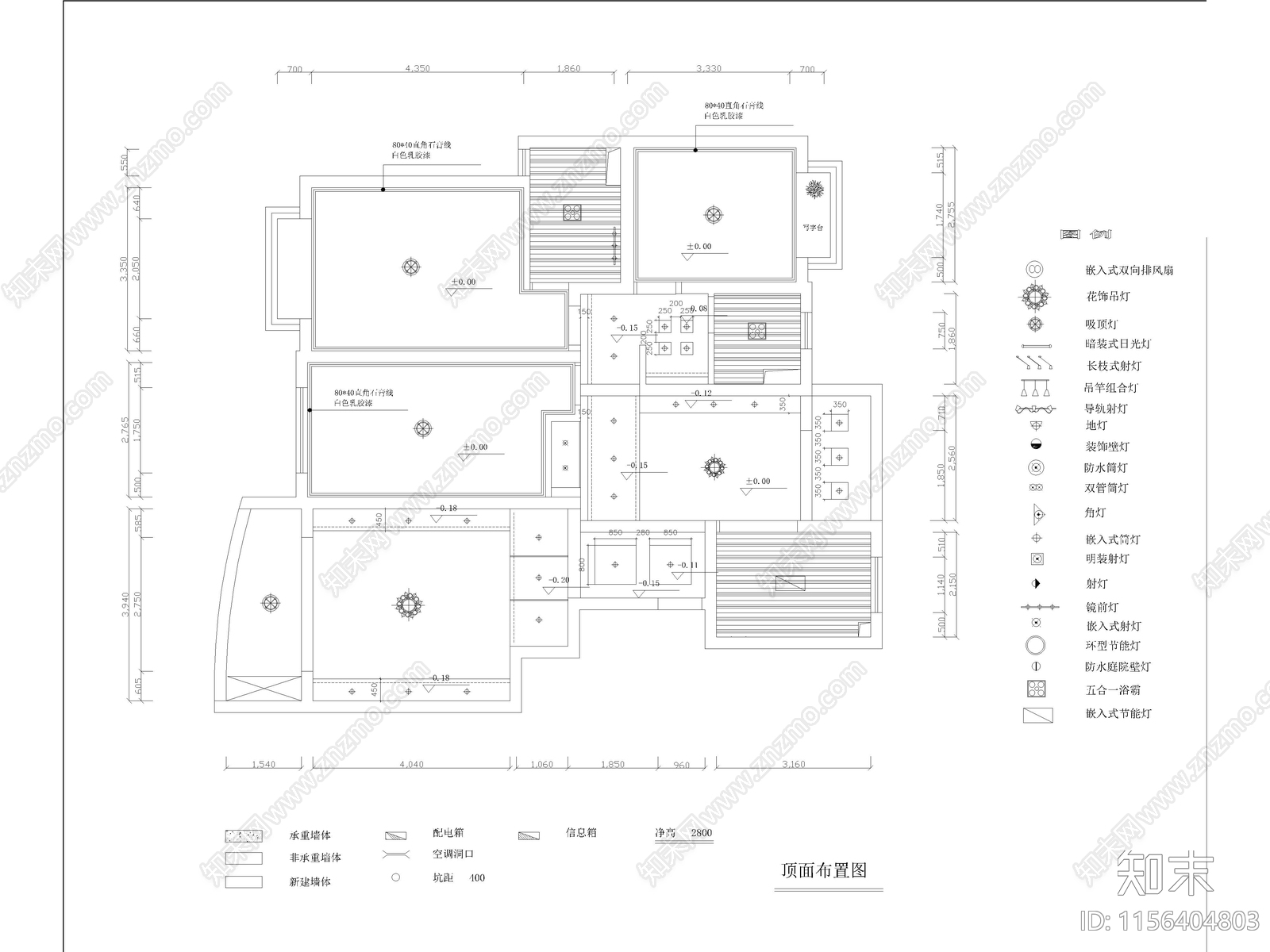 现代家装平层样板间cad施工图下载【ID:1156404803】