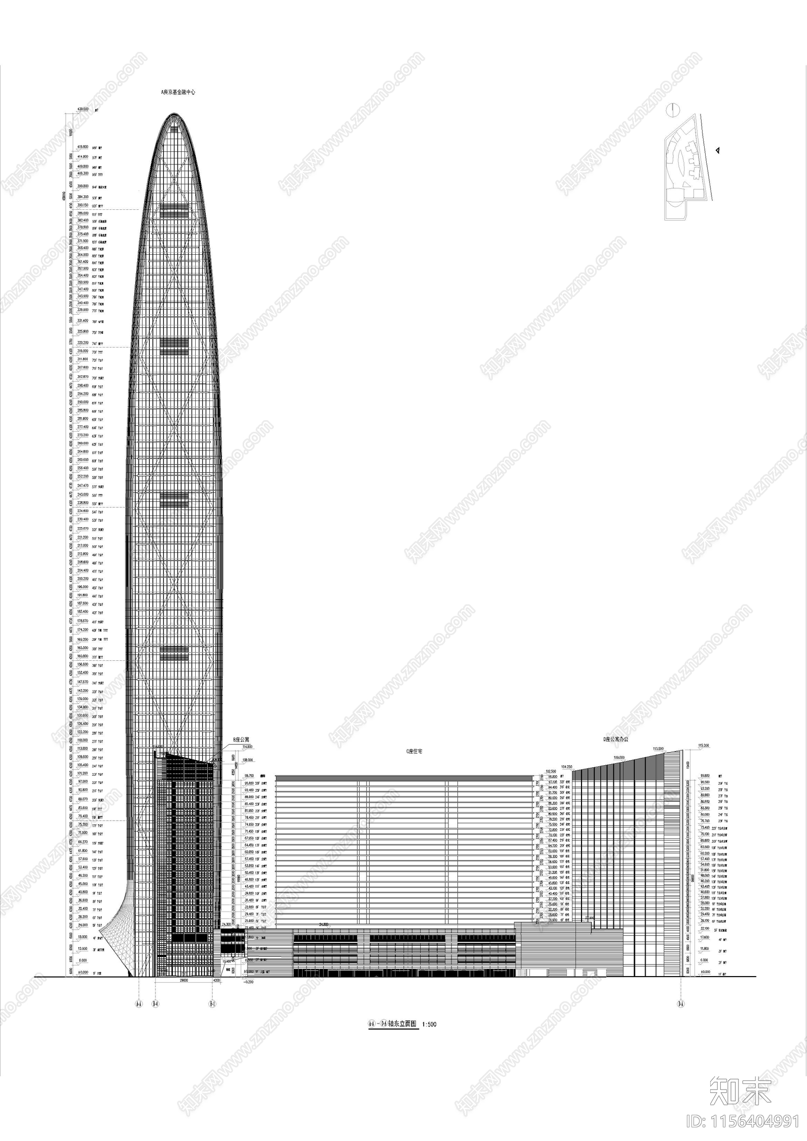 深圳京基超高层金融中心cad施工图下载【ID:1156404991】