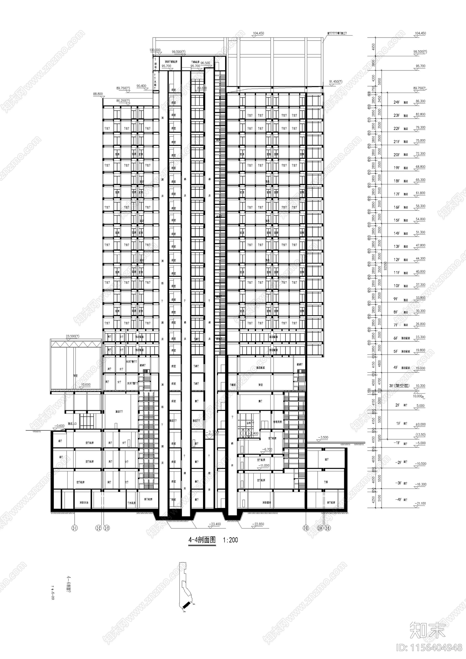 深圳某益田假日商业中心cad施工图下载【ID:1156404948】