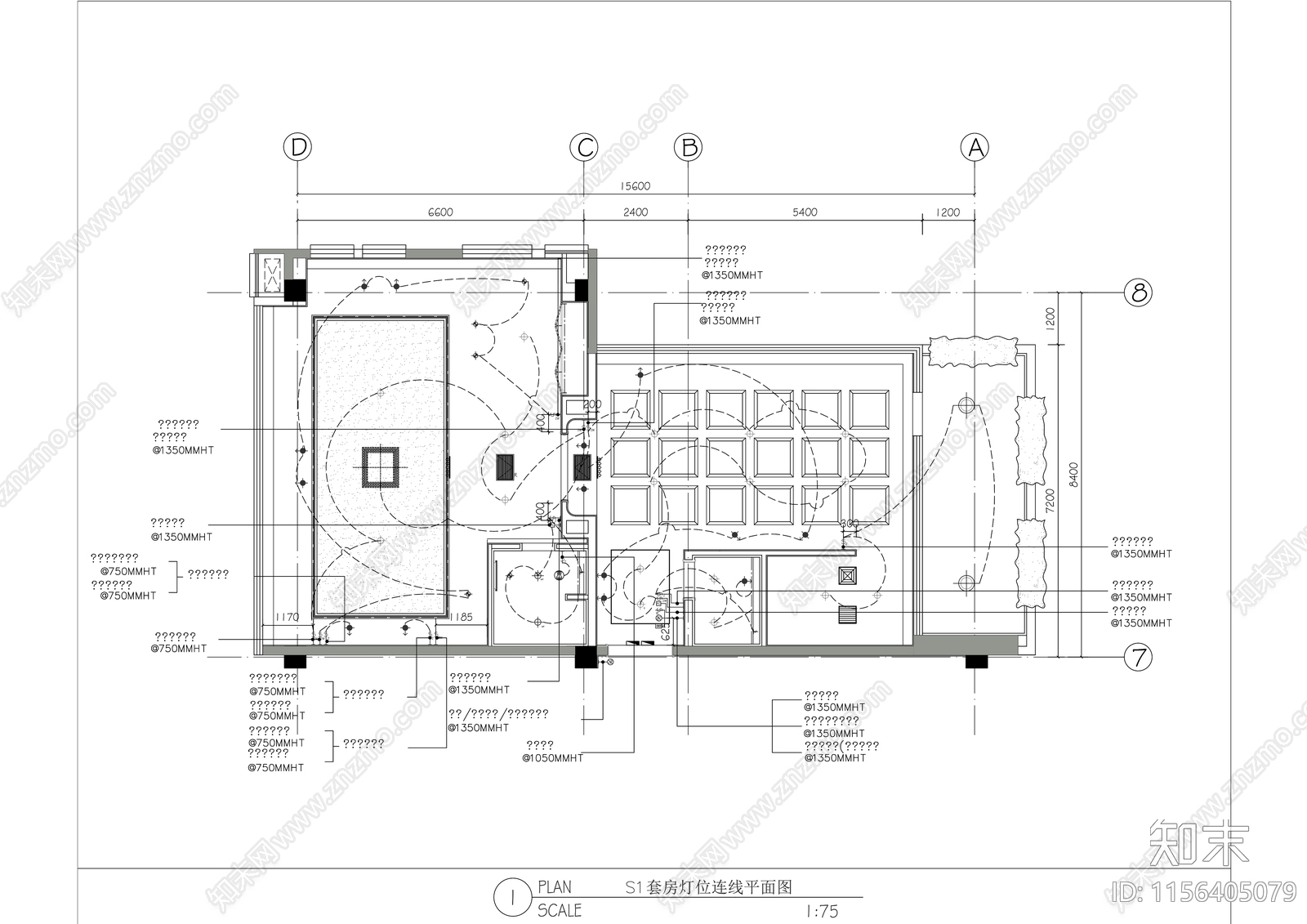 现代星级酒店豪华家庭套房室内精装修cad施工图下载【ID:1156405079】