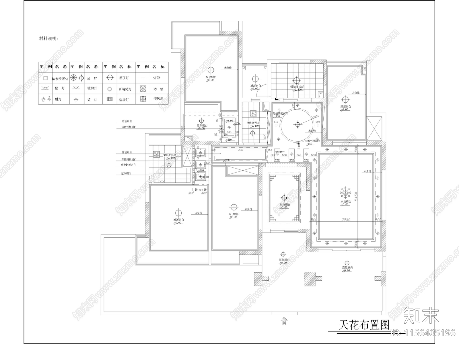 现代家装平层样板间cad施工图下载【ID:1156405196】